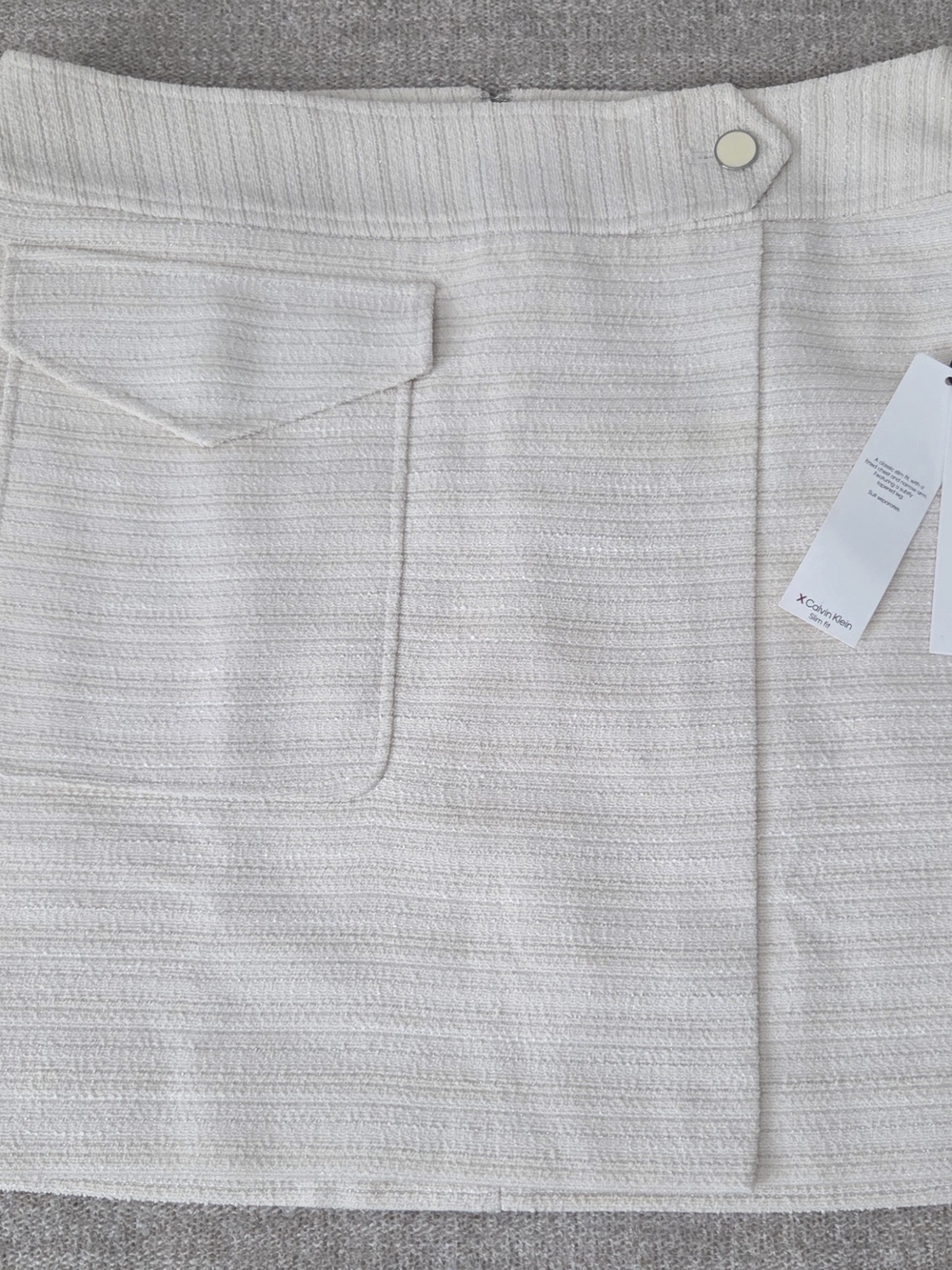 Calvin Klein Cream Textured Midi Skirt